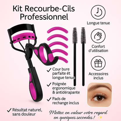 Kit Recourbe-Cils Professionnel 11/16 pièces – Pads de Remplacement, Pinceaux & Pinces à Épiler – Pour des Cils Longs et Courbés Toute la Journée