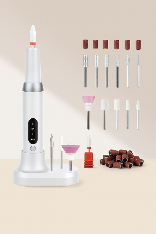 Ponceuse Électrique à Ongles Professionnelle – Polissage, Limage et Retrait de Peaux Mortes avec Embouts Multiples