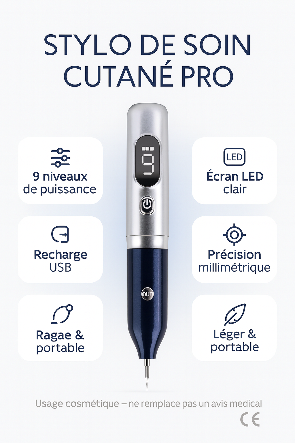 Plasma Pen Fibroblast – Stylo Plasma Anti-Âge & Épiderme Lifting Visage Maison