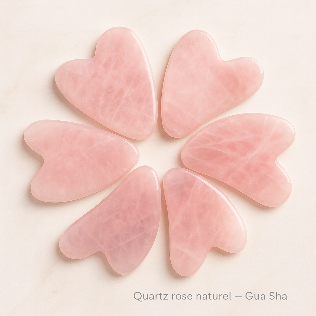 Gua Sha Visage en Quartz Rose Naturel – Massage Lifting, Anti-Âge & Drainage Lymphatique