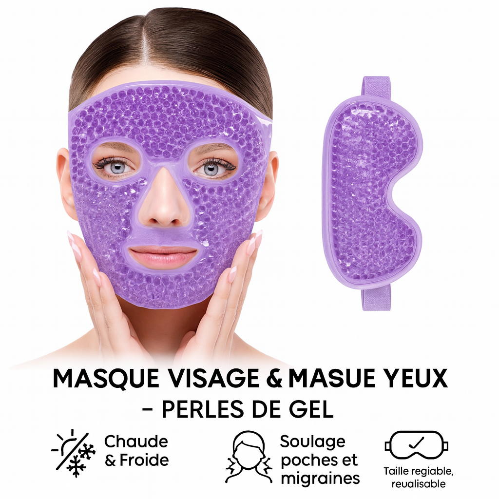 Masque Gel Chaud/Froid pour Visage et Yeux – Décongestion, Anti-Poches, Relaxation & Soin SPA à Domicile