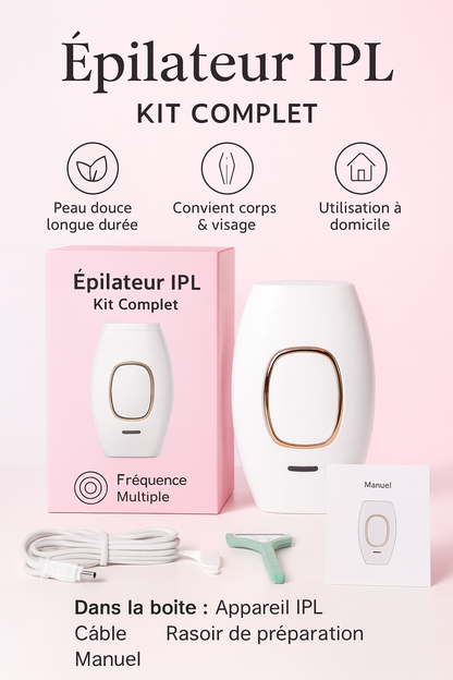 Épilateur IPL à Lumière Pulsée – Appareil d’Épilation Laser Maison | Élimination Durable des Poils Corps & Visage
