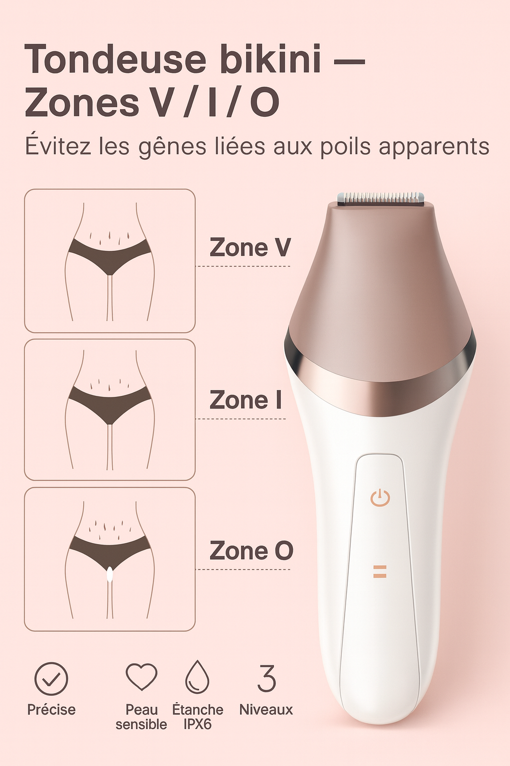 Épilateur Femme 6 en 1 Rechargeable – Rasoir Électrique Corps, Jambes, Visage & Aisselles | Étanche IPX7