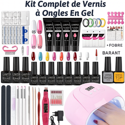 Kit Complet Manucure Gel UV – Lampe LED, Ponceuse Électrique & Vernis Semi-Permanent